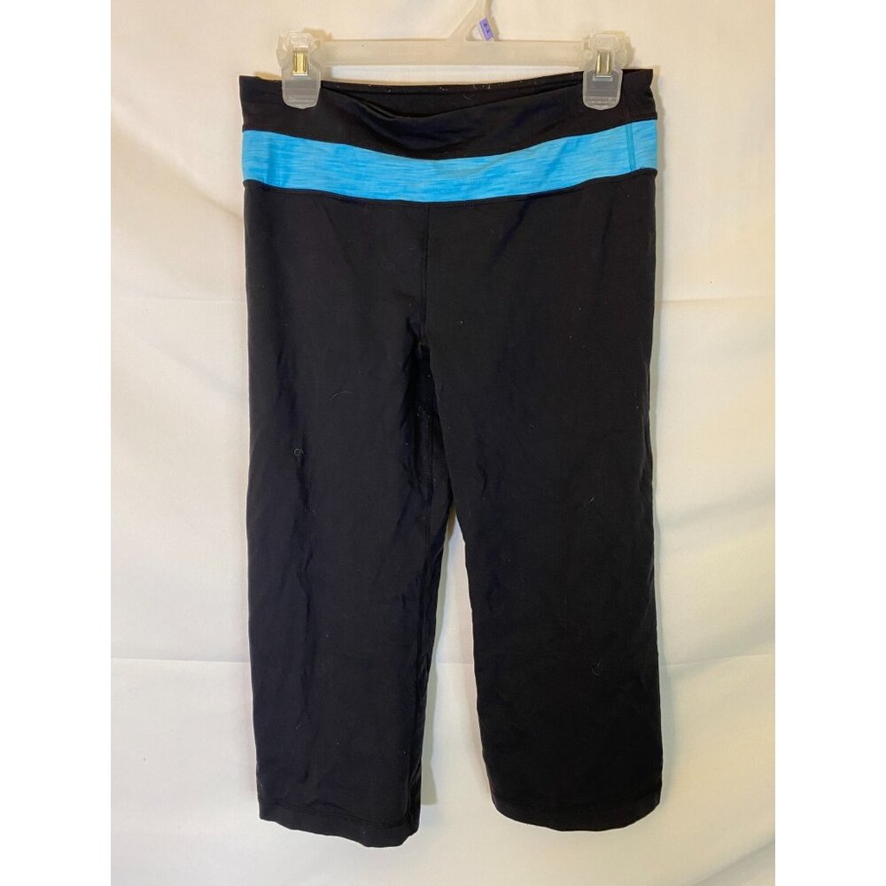 Black Teal Crop Track Pants Gym Sporty Workout Joggers Women’s Small Normcore